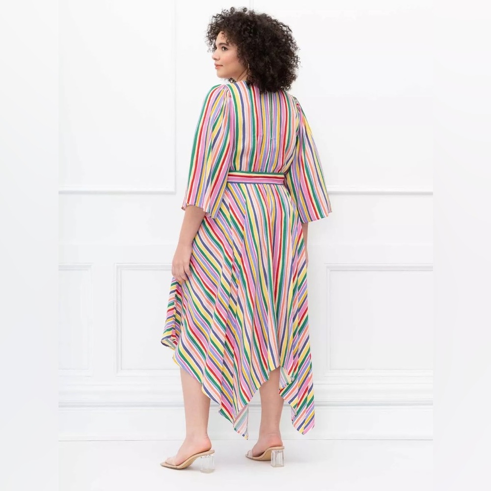 ELOQUII Elements Women's size 20 Striped Maxi Dress with Kimono Sleeves